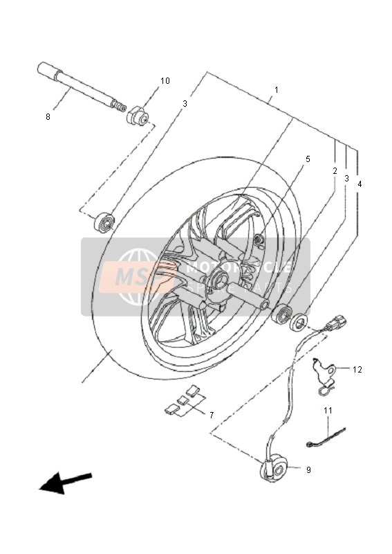 Yamaha VP125 X-CITY 2010 Ruota anteriore per un 2010 Yamaha VP125 X-CITY